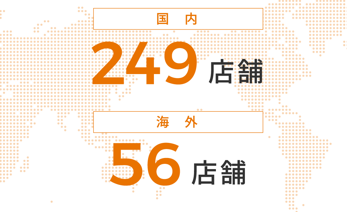 国内249店舗 海外56店舗